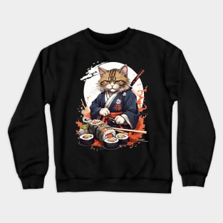 Cool Cat Sushi Art Crewneck Sweatshirt